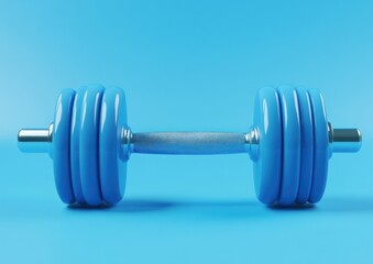 Blue dumbbell on blue background. (1)