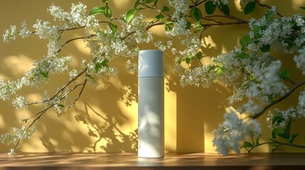 Fototapeta premium Spring Blossom Scented Body Cream on Wooden Surface