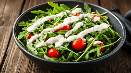 Delicious Arugula Salad with Cherry Tomatoes and Creamy Dressing