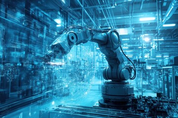 Fototapeta premium Advanced Robotic Arm in Modern Engineering Environment