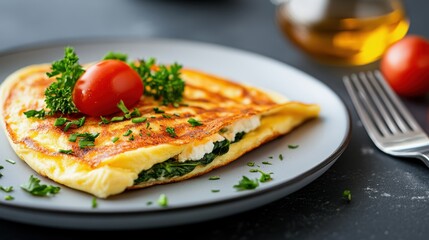 Spinach, parsley, and feta omelette on toasted sourdough for a healthy start
