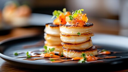 Culinary masterpiece showcasing layered onion creation on elegant plate