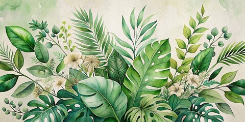 Elegant Green Watercolor Botanical Wall Art Print - Nature Inspired Home Decor