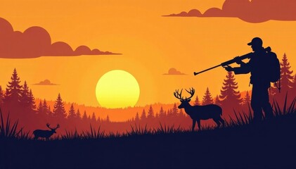 Hunting silhouettes of trees against a sunny sky, sunlight, silhouette, branches