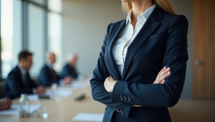 Businesswoman Body Mockup. Corporate Text Space Template. Perfect for business presentations, corporate event promotions, leadership quotes, executive coaching services