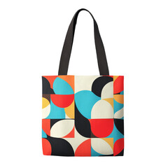 Fototapeta premium Colorful geometric tote bag with vibrant patterns for everyday use