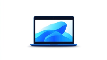 Modern laptop display abstract blue waves