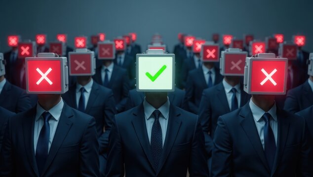 Business Strategy Choice: Stand Out with Checkmark. Leadership Decision. Perfect for illustrating concepts of business strategy, leadership decisions, standing out from the competition