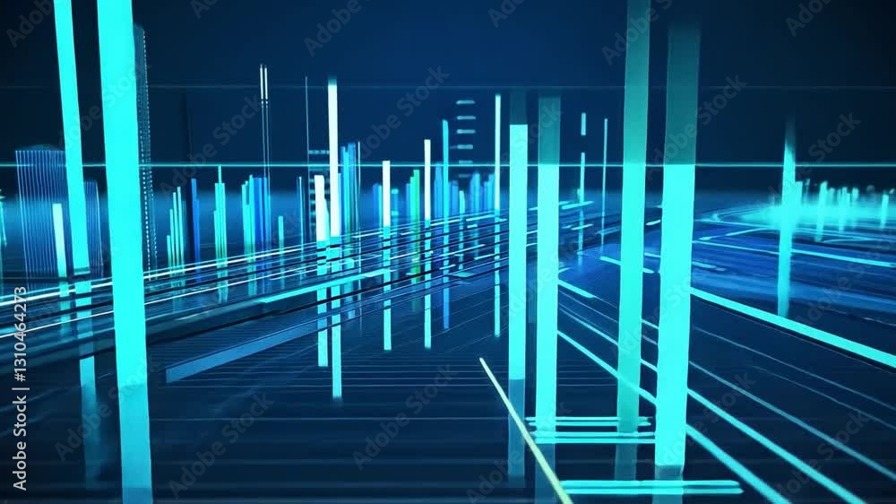 Poster futuristic digital technology blue lines and data visualization in abstract network of innovation an