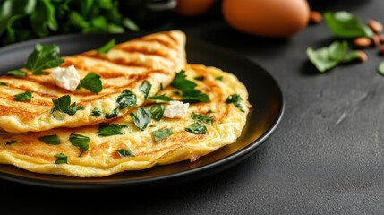 Delicious spinach and feta omelette served with toasted sourdough