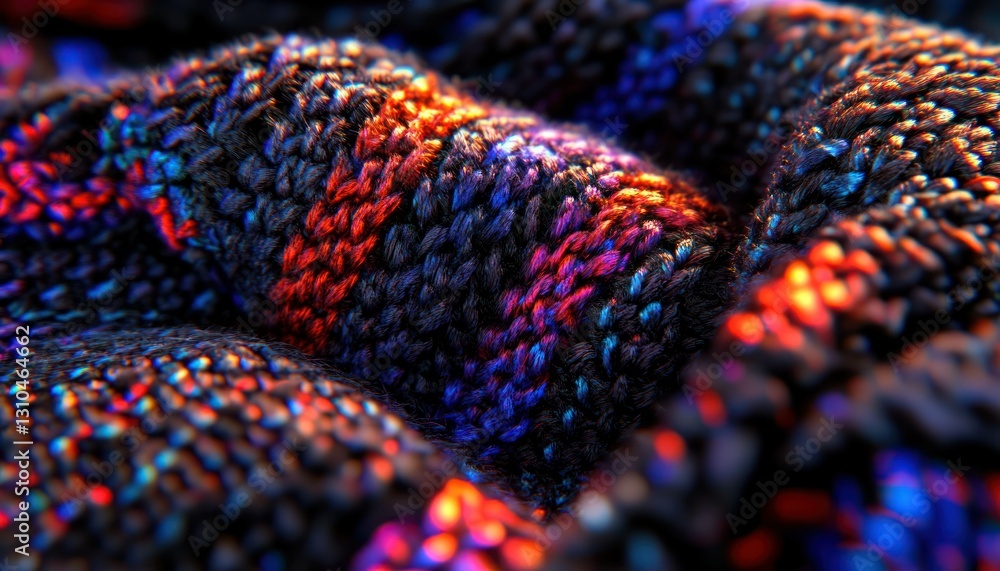 Aufkleber close-up view of colorful textured fabric with intricate patterns and soft fibers