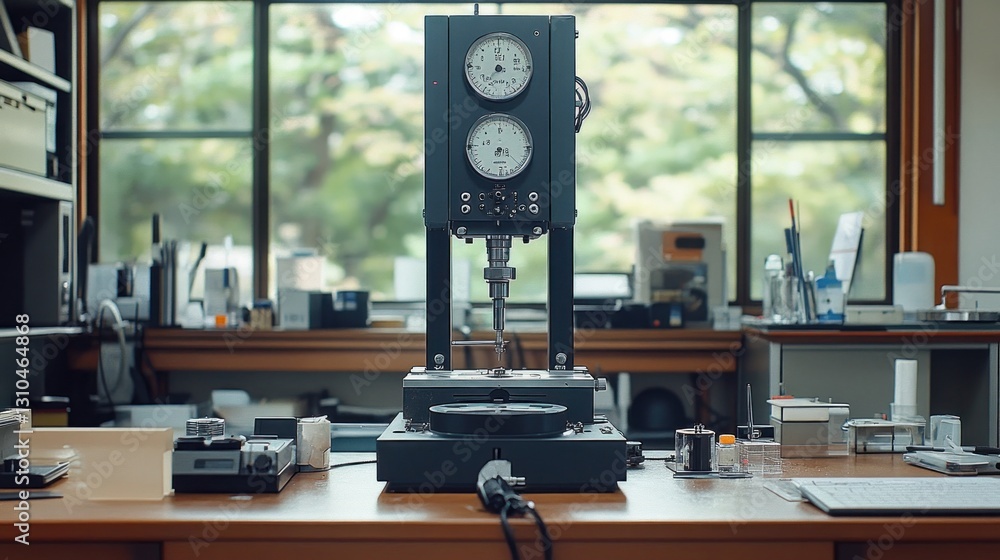 Poster testing machine in a bright lab