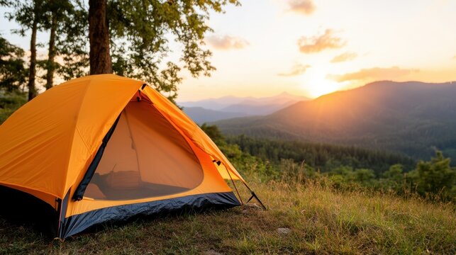 Breathtaking sunset views from a mountain camping site