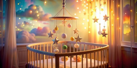 Obraz premium Elegant Nursery Mobile: Long Exposure Photography of Gentle Curves and Soft Light