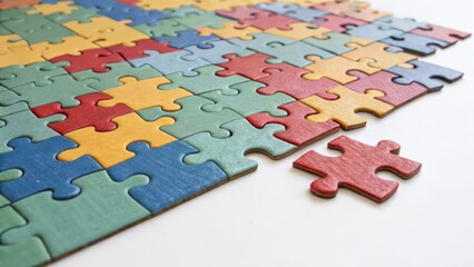 Fototapeta premium Colorful Jigsaw Puzzle Pieces on White Background