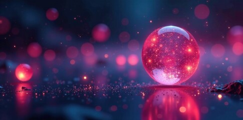 Glowing orbs suspended in mid-air amidst a swirling mesh of abstract particles and vibrant colors, glow, abstract