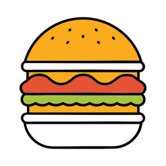 fast food burger illustration isolated on transparent background