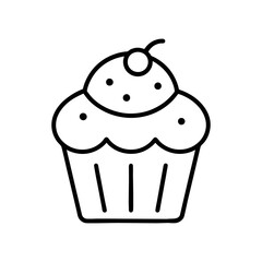 cupcake vector illustration isolated on transparent background, line art