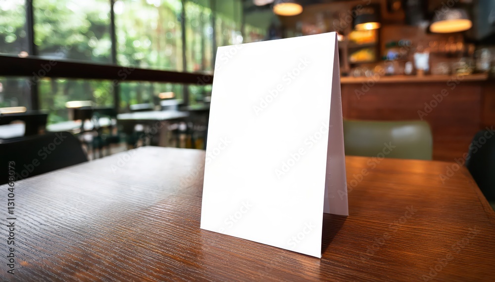 Aufkleber stylish cafeteria scene elegant menu frame mockup on a rustic table, featuring an inviting white acr