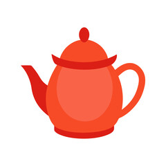 red teapot illustration isolated on transparent background