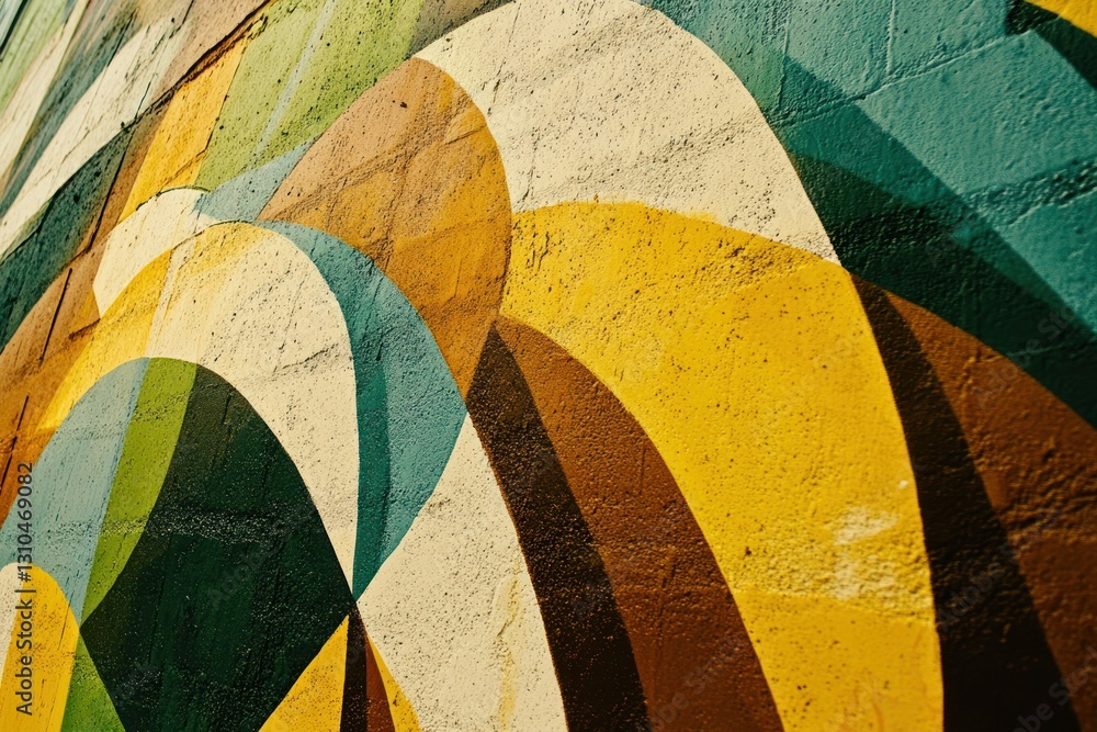 Poster abstract colorful wall art with bold curved patterns on a textured background
