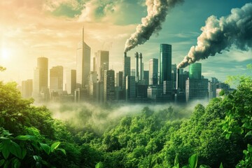 Urban Pollution and Nature Contrast in Environmental Scene