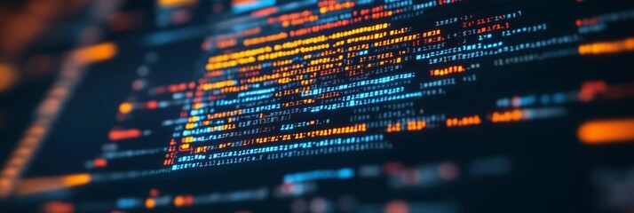 Colorful digital code displayed on a computer screen during a late-night programming session