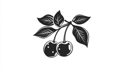 Vintage Illustration of Cherries on Branch