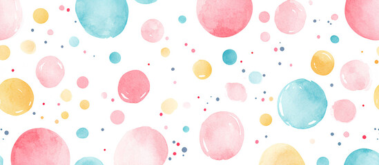 seamless watercolor pattern with colorful abstract circles on a light background