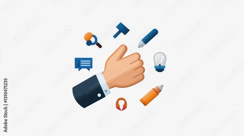 Poster set of modern minimalist linear icons representing various report and analytics concepts such as dat