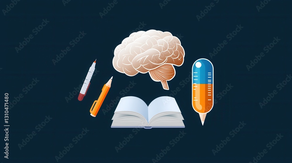Poster a conceptual depicting the interconnected elements of academic and intellectual pursuits including a