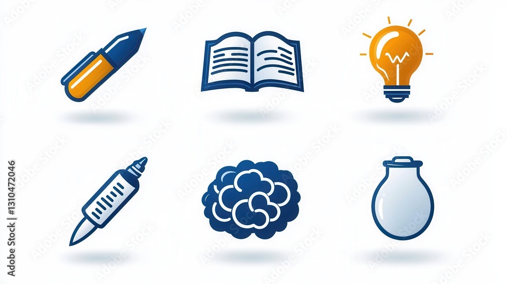 Aufkleber outline icons set depicting various education learning and knowledge related concepts such as books 