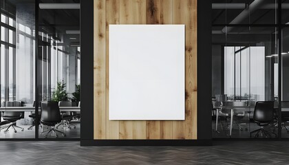 Blank Poster in Modern Office Lobby Setting