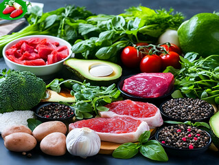 Fresh Food Ingredients, Realistic Photo