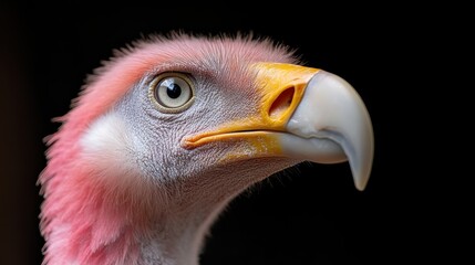 Majestic Rppell's vulture close up against a dark backdrop