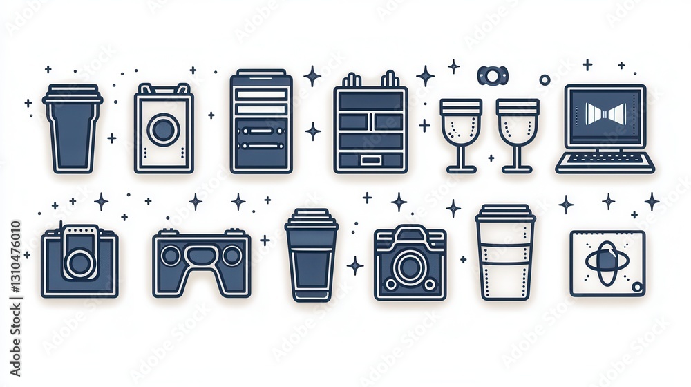 Poster this comprehensive set of modern outline icons includes a diverse range of elements related to coffe