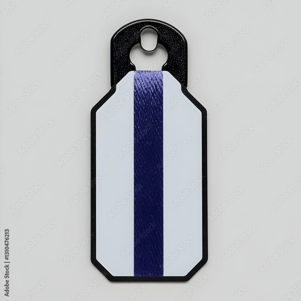 Poster abstract image of a tag with a blue stripe