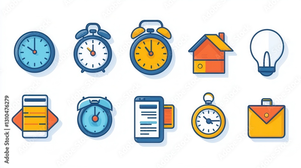 Aufkleber this modern time related icon set includes a variety of outline icons representing different time re