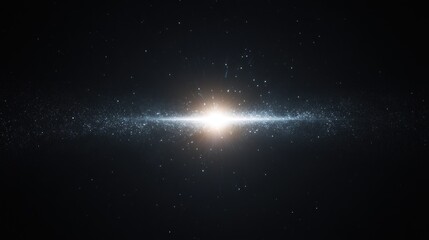 Fototapeta premium Bright light source in dark space with particles.