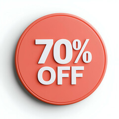 Eye-Catching 70% Off Sale Circular Badge for Promoting Discounted Consumer Goods in Vibrant Colors