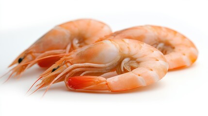 Delicate prawns arranged beautifully on a clean white background