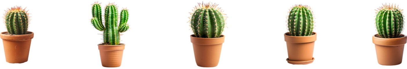 Cactus plant on transparent background collection set