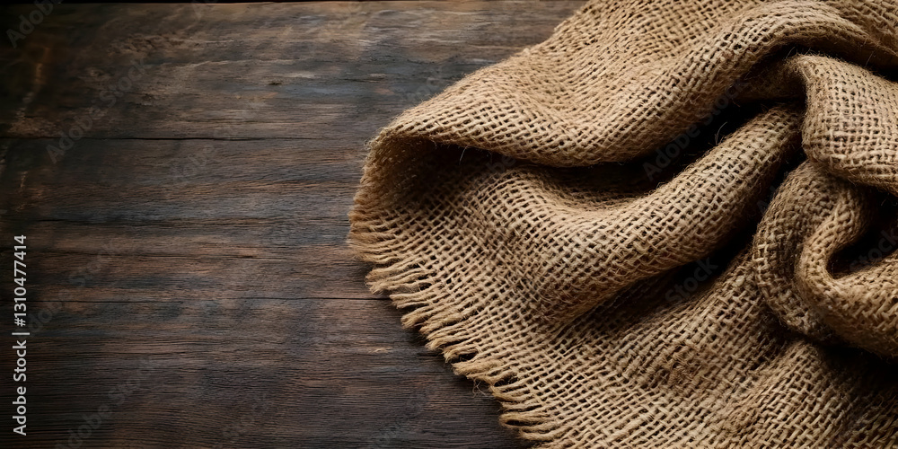 Poster rustic burlap texture on wood background image