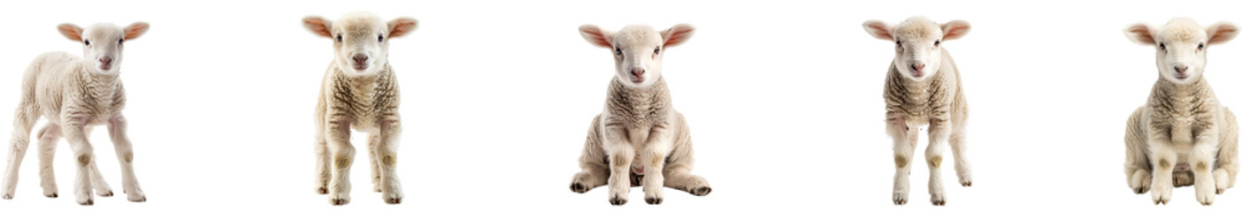 Obraz premium White sheep on transparent background collection set