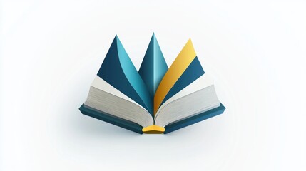 Open book, abstract design,  creative layout, background white, for educational concepts