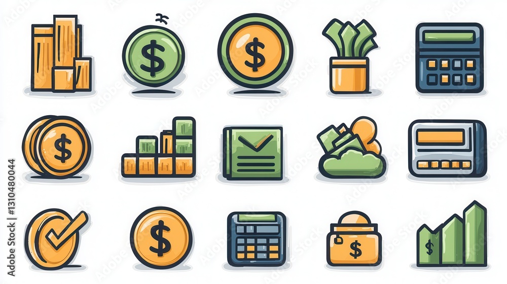 Aufkleber a comprehensive collection of 15 thin line finance and banking icons showcasing various financial co
