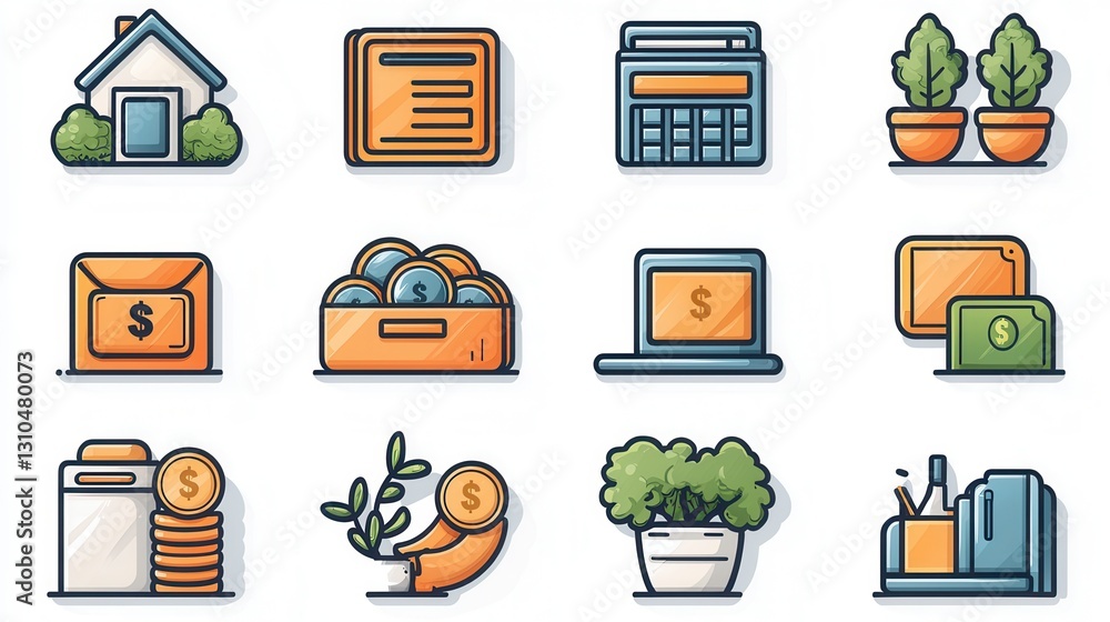 Aufkleber this comprehensive collection of 15 thin line finance and business related icons showcases a diverse