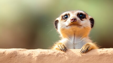 Fototapeta premium Curious meerkat gazes into the distance in its natural habitat