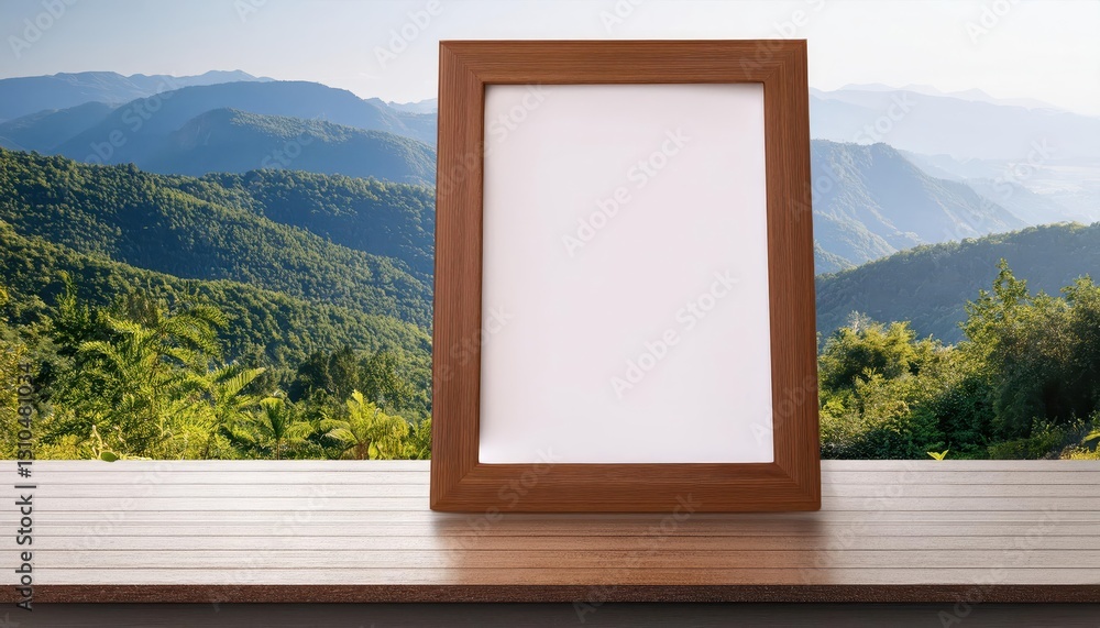 Poster mock up menu frame on table vintage wooden table with stylish menu display in a cozy dining ambiance