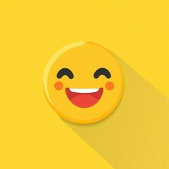 Fototapeta premium Minimalist bright yellow smiling face icon with flat design, conveying happiness and positivity in modern aesthetics